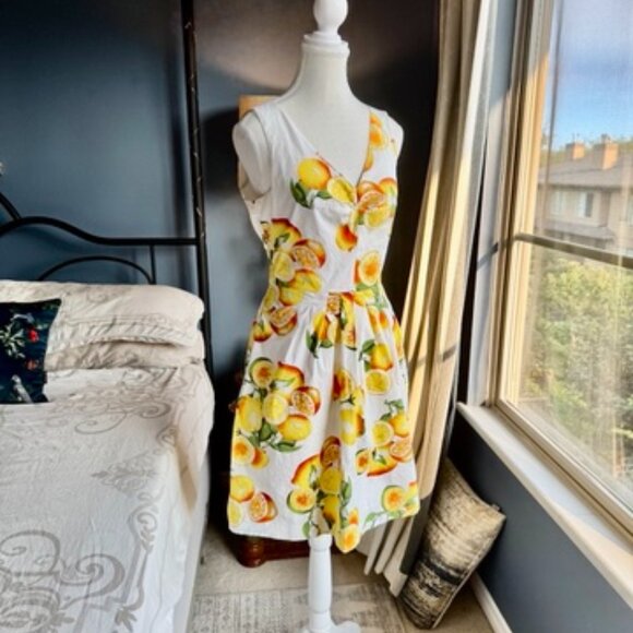 Banana Republic White w Yellow Lemons Cotton Dress - Picture 2 of 15